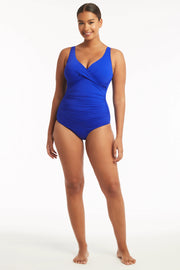 Sea Level Cross Front Multifit One Piece in Cobalt