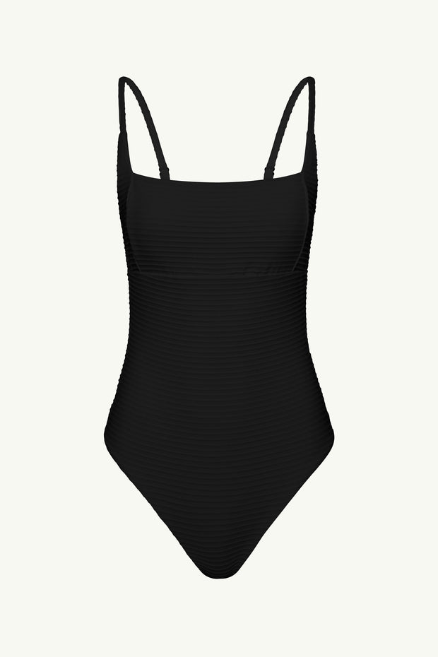 Sea Level Spinnaker Square Neck One Piece in Black