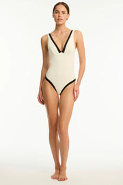 INDIA HICKS x SEA LEVEL Border One Piece in Coconut