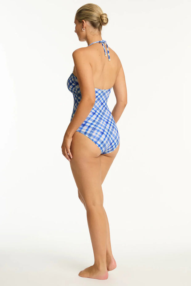 Sea Level Somerset U Bar Bandeau One Piece in Denim Blue Iridescent Sea Fremantle Perth