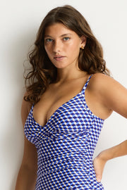 SEA LEVEL Solara Cross front Scoop back One Piece in Blue