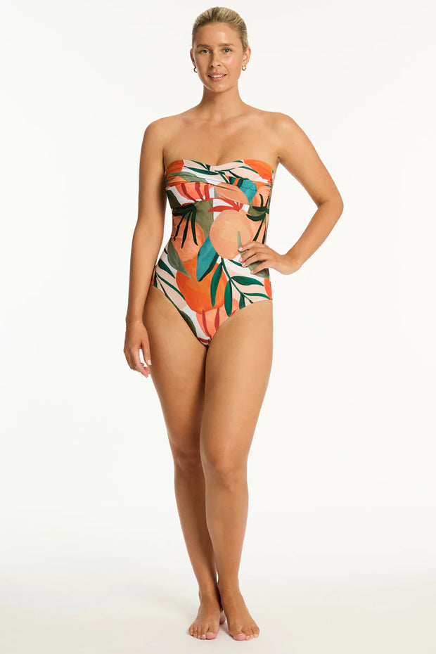 SEA LEVEL Tropaluxe Twist Bandeau One Piece in Khaki