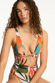 SEA LEVEL Tropaluxe Chain Link Longline Halter One Piece