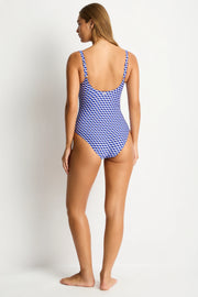 SEA LEVEL Solara Scoop Back Panel Line One Piece - Blue