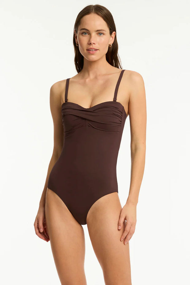 SEA LEVEL Essentials Edit Twist Bandeau in Cocoa