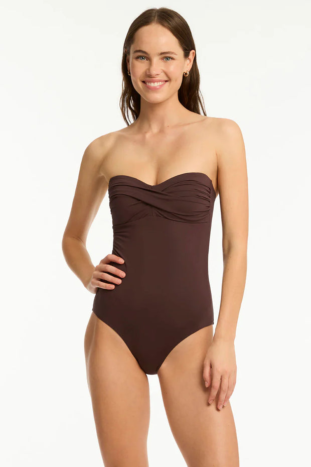 SEA LEVEL Essentials Edit Twist Bandeau in Cocoa