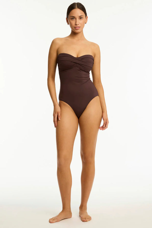 SEA LEVEL Essentials Edit Twist Bandeau in Cocoa