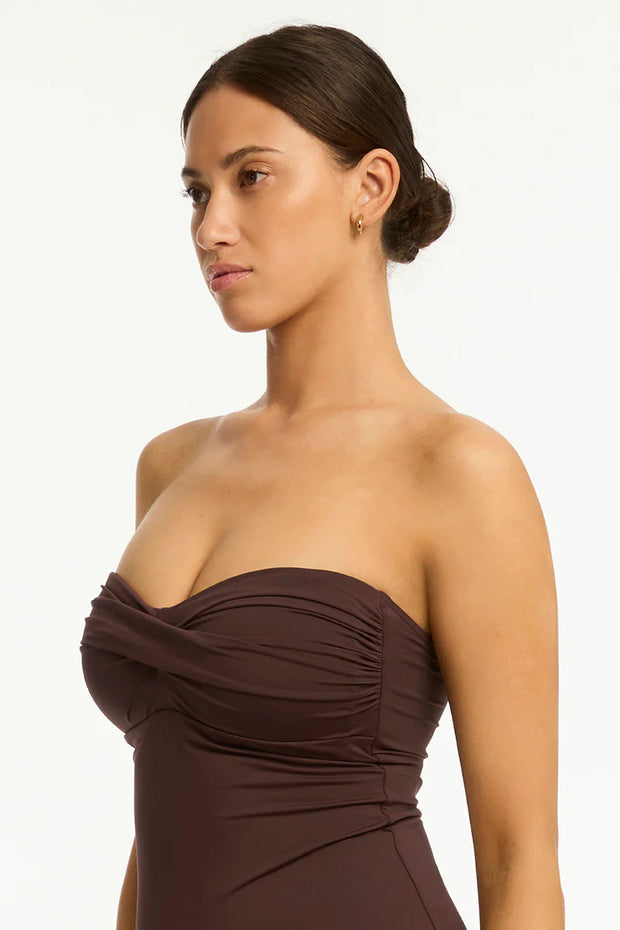 SEA LEVEL Essentials Edit Twist Bandeau in Cocoa