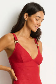 SEA LEVEL Luminara Longline Tie back One Piece in Ruby