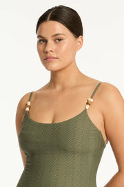 SEA LEVEL Caracus Scoop Back One Piece in Khaki