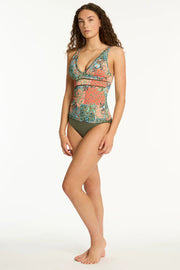 Sea Level Java Spliced Longline Tri Tankini - Coral