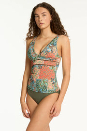 Sea Level Java Spliced Longline Tri Tankini - Coral