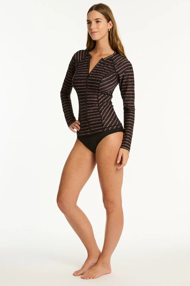 Sea Level Riptide Long Sleeve Rash Vest in Black