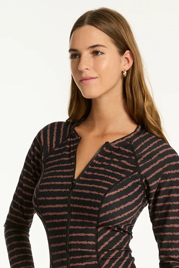 Sea Level Riptide Long Sleeve Rash Vest in Black
