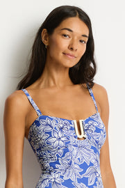 Sea Level Palmera U Bar Bandeau One Piece in Blue