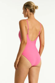 Sea Level Spinnaker Square Neck One Piece in Candy