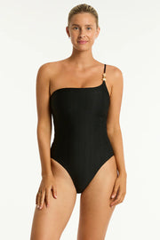 SEA LEVEL Caracus One Shoulder One Piece in Black