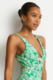 SEA LEVEL Palmera Chain link Longline One Piece- Green  Iridescent Sea Fremantle Perth