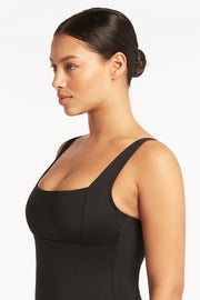 Sea Level Essentials Square Neck One Piece in Black