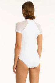 Sea Level Drift Short Sleeve One Piece in White