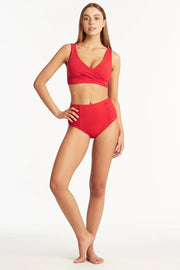 Sea Level Eco Essentials Cross Front Bra Red