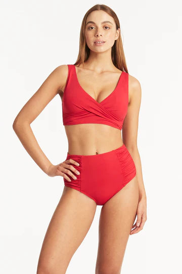 Sea Level Eco Essentials Cross Front Bra Red