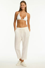 SEA LEVEL Tidal Linen Beachcomber Pant in White