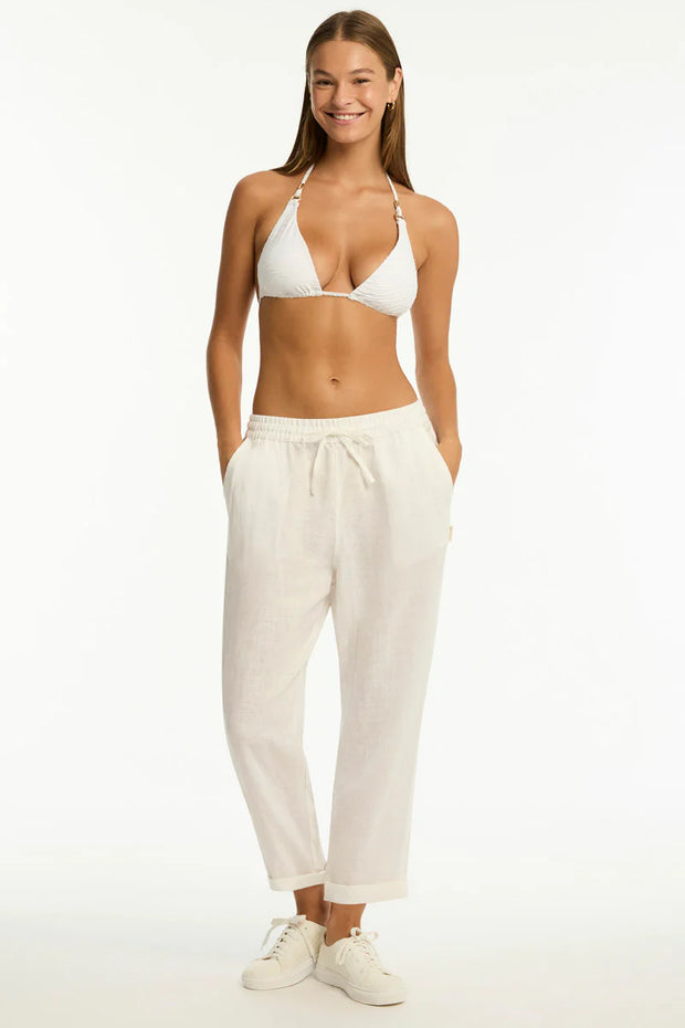 SEA LEVEL Tidal Linen Beachcomber Pant in White
