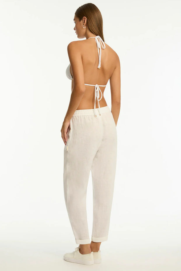 SEA LEVEL Tidal Linen Beachcomber Pant in White