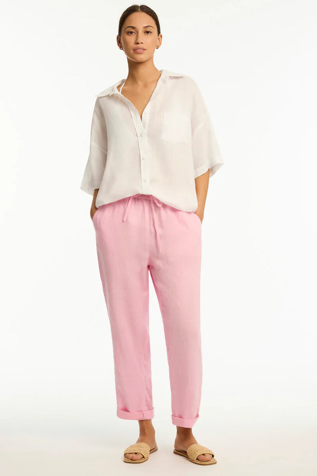 SEA LEVEL Tidal Linen Beachcomber Pant in Light Pink