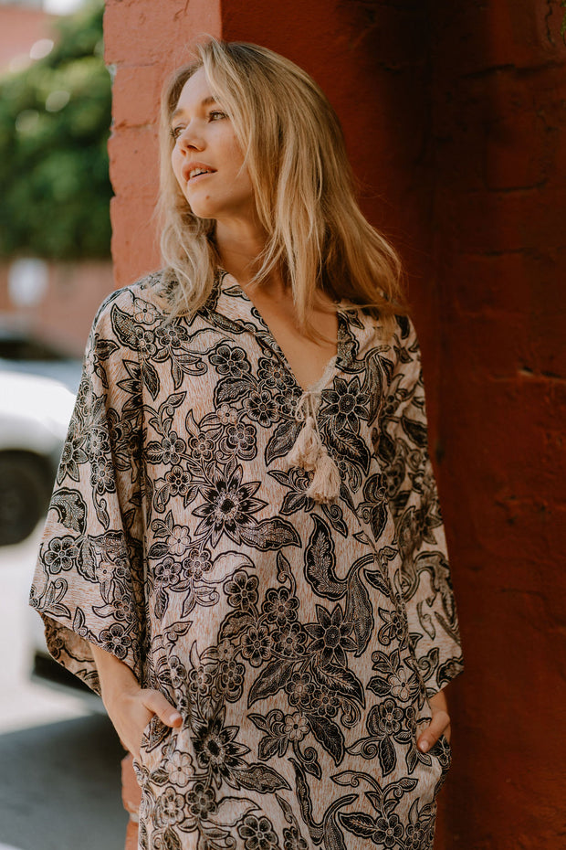 Kasbah Kaftan in Block Print Floral