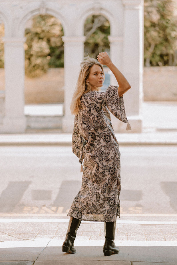 Kasbah Kaftan in Block Print Floral