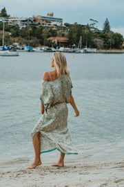 Monaco Silk Dress in Mint iridescent sea Fremantle Perth