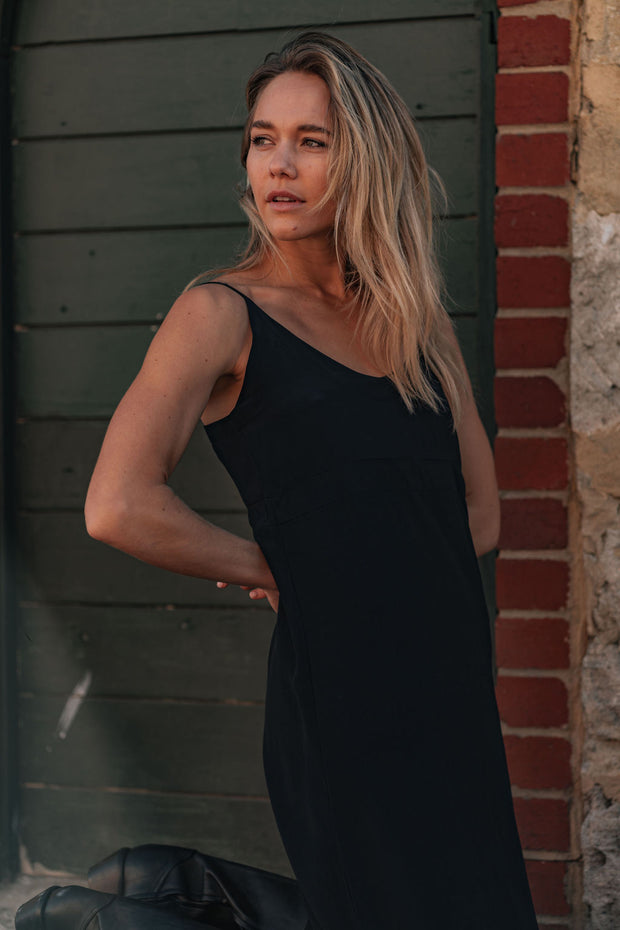 The Desiree Slip Dress in Navy Iridescent Sea Fremantle Perth