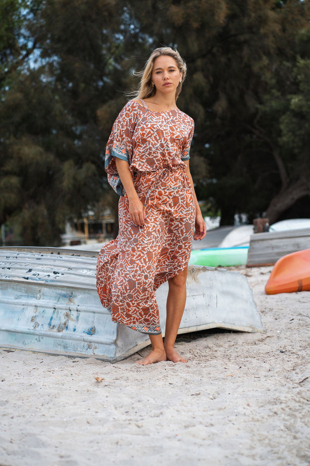 Monaco Silk Dress in Sunburst iridescent sea Fremantle Perth