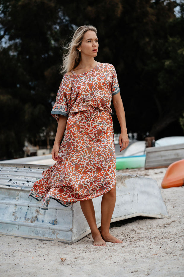 Monaco Silk Dress in Sunburst iridescent sea Fremantle Perth