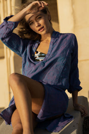 Amira Sunrise Linen Kaftan Iridescent Sea Fremantle