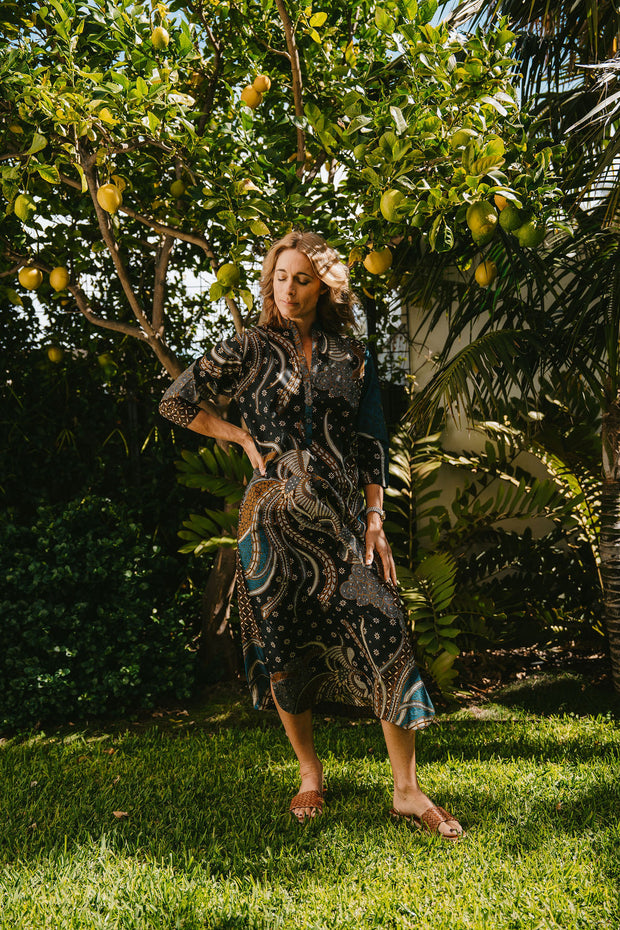 Amira Kaftan in the Lyrebird Batik Print