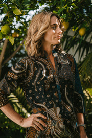 Amira Kaftan in the Lyrebird Batik Print