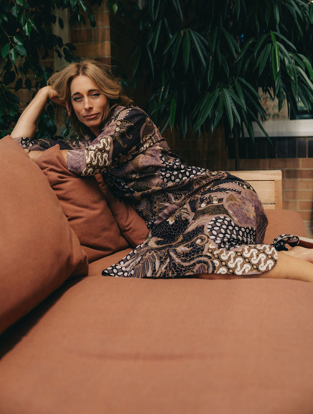 Amira Kaftan in the Pink Pheasant Batik