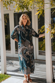 Amira Kaftan in Rich Emerald Floral batik
