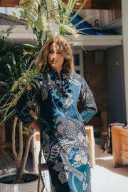 Amira Kaftan in Rich Emerald Floral batik