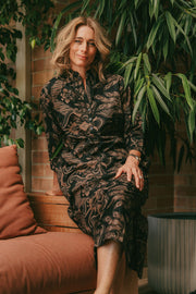 Amira Kaftan in Black and Gold batik