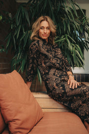 Amira Kaftan in Black and Gold batik