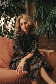 Amira Kaftan in Black and Gold batik