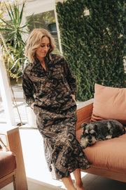 Amira Kaftan in Black and Gold batik
