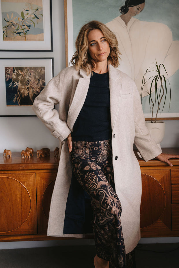 Batik Palazzo Pant in Black and Gold