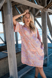 Oversized Beach Shirt Dress - Peach