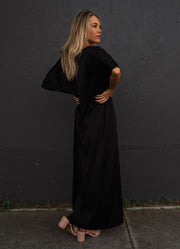 Classic Silk Kaftan in Black