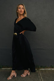 Classic Silk Kaftan in Black